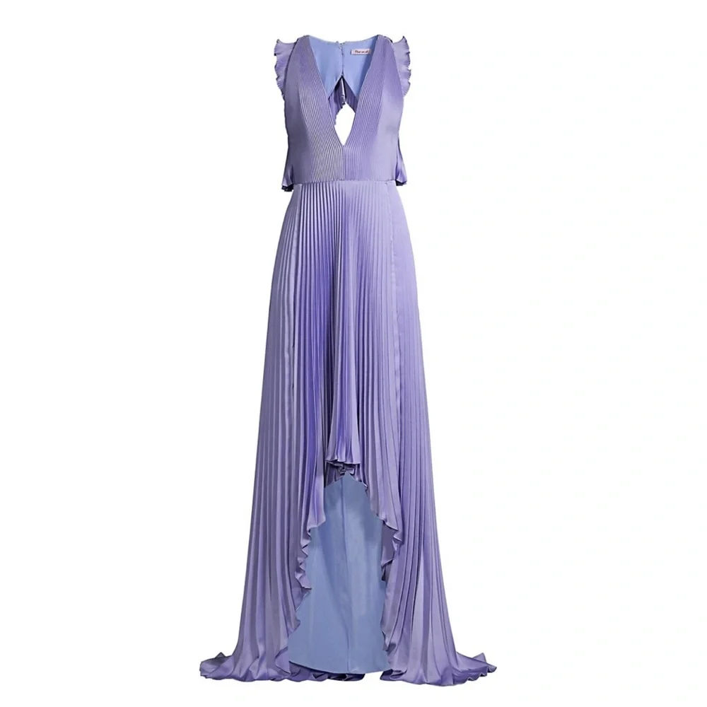 Flor et. al James Pleated Backless Gown Periwinkle Blue 8 NWT - Picture 3 of 17